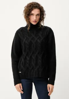 Silvian Heach pulover din amestec de lana HENRY culoarea negru, calduros, cu guler, GPA25255LU imagine