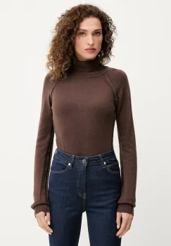 Silvian Heach pulover din amestec de lana SAM culoarea maro, cu guler, GPA25244LU imagine