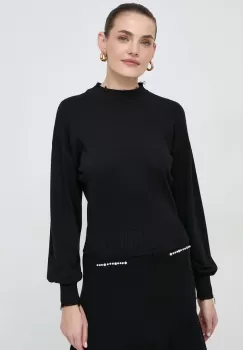 Silvian Heach pulover femei, culoarea negru, light, cu turtleneck imagine