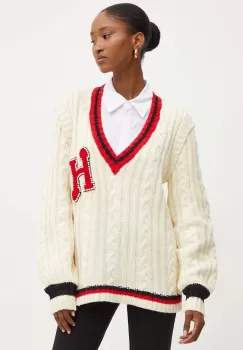 Silvian Heach pulover MALAIKA femei, culoarea bej, GPA24072MA imagine