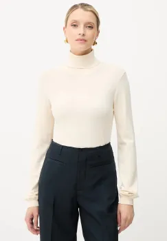 Silvian Heach pulover SESIN culoarea bej, light, cu guler, GPA25036LU imagine