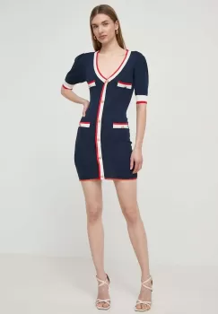 Silvian Heach rochie culoarea albastru marin, mini, mulata imagine