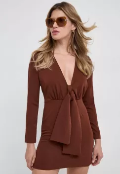 Silvian Heach rochie culoarea maro, mini, mulata imagine