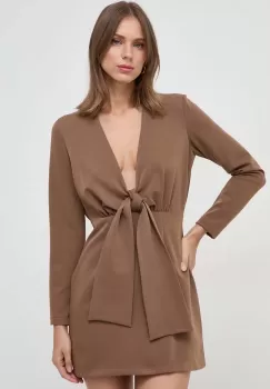 Silvian Heach rochie culoarea maro, mini, mulata imagine