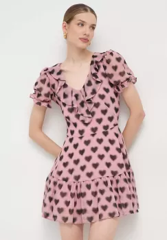 Silvian Heach rochie culoarea roz, mini, evazati imagine