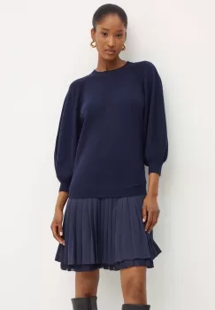 Silvian Heach rochie din amestec de lana DANNY culoarea albastru marin, mini, evazati, GPA24210VE imagine