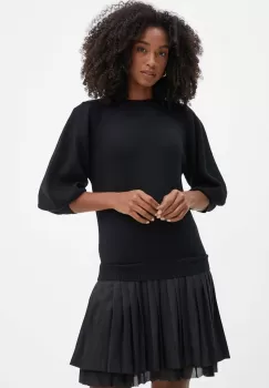 Silvian Heach rochie din amestec de lana DANNY culoarea negru, mini, evazati, GPA24210VE imagine