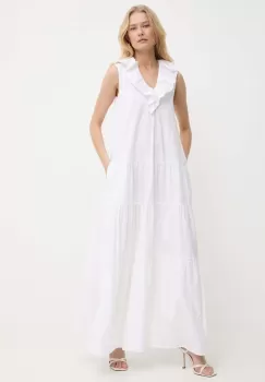 Silvian Heach rochie din bumbac culoarea alb, maxi, evazati imagine