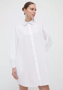 Silvian Heach rochie din bumbac culoarea alb, mini, drept imagine