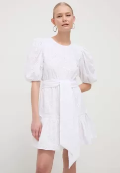 Silvian Heach rochie din bumbac culoarea alb, mini, evazati imagine