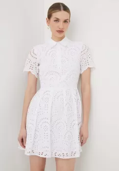 Silvian Heach rochie din bumbac culoarea alb, mini, evazati imagine