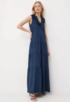 Silvian Heach rochie din bumbac culoarea albastru marin, maxi, evazati imagine