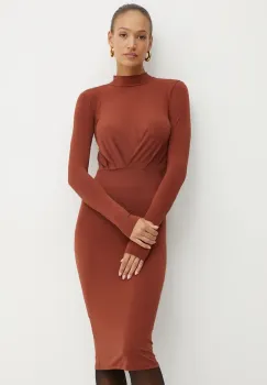 Silvian Heach rochie VILIA culoarea maro, mini, mulata, GPA24122VE imagine