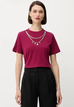Silvian Heach tricou din bumbac BENSOULA culoarea bordo, GPA25130TS imagine