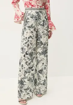 Simona Corsellini pantaloni femei, culoarea bej, drept, high waist, P25CPPA002 imagine
