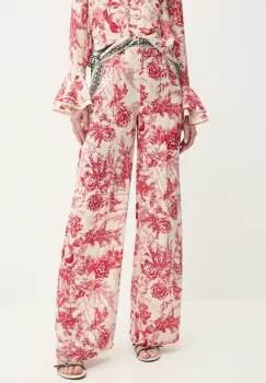 Simona Corsellini pantaloni femei, culoarea bej, drept, high waist, P25CPPA002 imagine