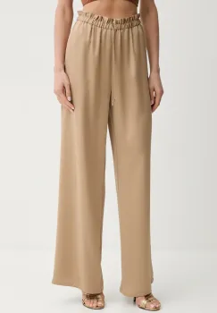 Simona Corsellini pantaloni femei, culoarea bej, lat, high waist, P25CPPA004 imagine