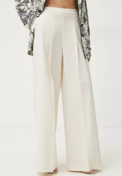 Simona Corsellini pantaloni femei, culoarea bej, lat, high waist, P25CPPA010 imagine