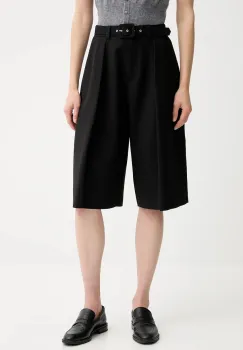 Simona Corsellini pantaloni scurti culoarea negru, uni, high waist, A25CPPA01701 imagine