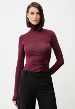 Simona Corsellini pulover culoarea bordo, light, cu guler, A25CPMG00801 imagine