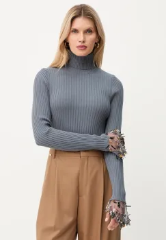 Simona Corsellini pulover culoarea gri, light, cu guler, A25CPMGP0401 imagine