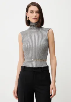 Simona Corsellini pulover culoarea gri, light, cu guler, A25CPMGP0601 imagine