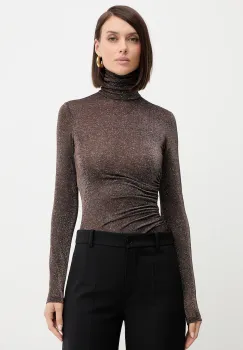 Simona Corsellini pulover culoarea maro, light, cu guler, A25CPMG00801 imagine