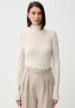 Simona Corsellini pulover de lana culoarea bej, light, cu guler, A25CPMGE0201 imagine