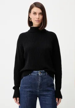 Simona Corsellini pulover de lana culoarea negru, light, cu guler, A25CPMGG08S1 imagine