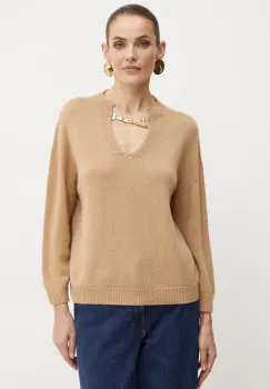 Simona Corsellini pulover de lana femei, culoarea bej, light, A24CPMGG03 imagine