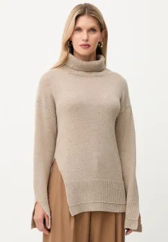 Simona Corsellini pulover din amestec de lana culoarea bej, light, cu guler, A25CPMGP08S1 imagine