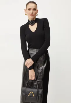 Simona Corsellini pulover femei, culoarea negru, light, cu turtleneck, A24CPMGP02 imagine