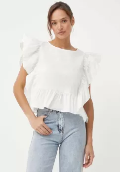 Sisley bluza din bumbac femei, culoarea bej, neted imagine
