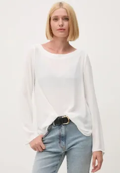 Sisley bluza femei, culoarea alb, neted, 5ZMZLQ07S imagine