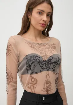 Sisley bluza femei, culoarea bej, cu imprimeu, 39ZHL106P imagine