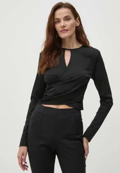Sisley bluza femei, culoarea negru, neted, 3HGNL105Z imagine