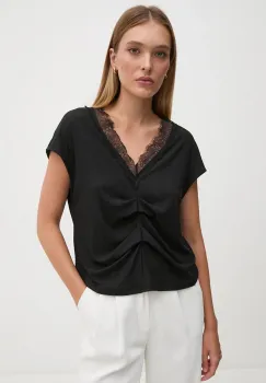 Sisley bluza femei, culoarea negru, neted, 3XZUL400S imagine