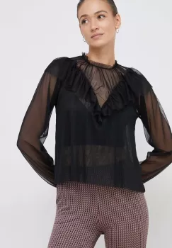 Sisley bluza femei, culoarea negru, neted imagine