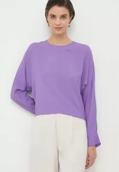 Sisley bluza femei, culoarea violet, neted imagine