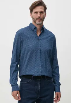 Sisley camasa barbati, culoarea albastru marin, cu guler clasic, regular, 535VSQ03S imagine