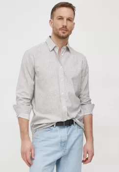 Sisley camasa barbati, culoarea gri, cu guler clasic, regular imagine