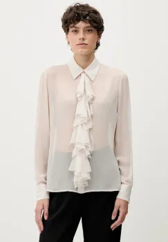 Sisley camasa culoarea bej, cu guler clasic, regular, 5NOXLQ09T imagine