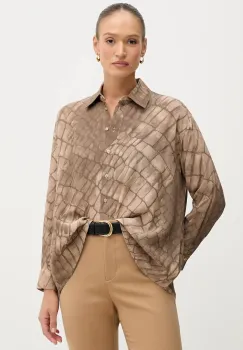 Sisley camasa culoarea bej, cu guler clasic, relaxed, 5W4VLQ07F imagine