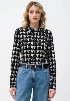 Sisley camasa culoarea negru, cu guler clasic, regular, 5ZVHLQ07H imagine