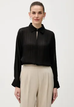 Sisley camasa culoarea negru, cu guler clasic, relaxed, 5FGXLQ0A6 imagine