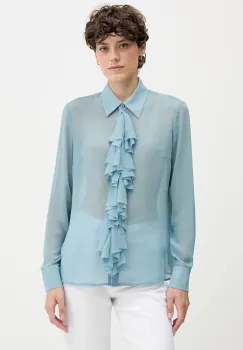Sisley camasa culoarea turcoaz, cu guler clasic, regular, 5NOXLQ09T imagine