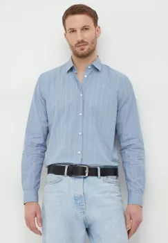 Sisley camasa din bumbac barbati, cu guler clasic, slim imagine