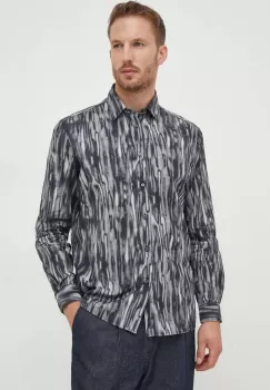 Sisley camasa din bumbac barbati, culoarea negru, cu guler clasic, regular imagine