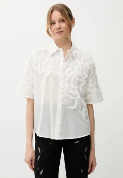 Sisley camasa din bumbac culoarea alb, cu guler clasic, relaxed, 5KKPLQ09B imagine