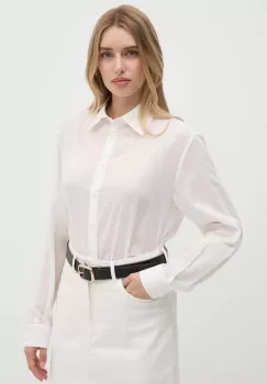 Sisley camasa din bumbac femei, culoarea alb, cu guler clasic, relaxed, 58N2LQ06V imagine